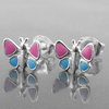 Stud Butterfly pink/blue, Silver 925