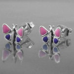 Stud Butterfly pink/purple, Silver 925
