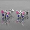 Stud Butterfly pink/purple, Silver 925