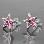 Stud Star pink with jewel, Silver 925