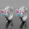 Hoop Earring Butterfly pink/blue, Silver 925