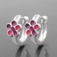 Hoop Earring Flower pink with jewel, Silver 925