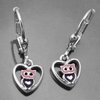 Earring Heart with owl, Silver 925