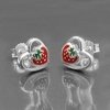 Stud Heart with strawberry, Silver 925