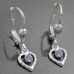 Earring Heart with blue jewel, Silver 925