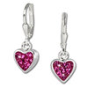 Earring Heart with pink jewel 2, Silver 925
