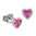 Stud Heart with pink jewel 2, Silver 925