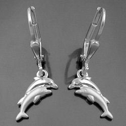 Ohrhänger Delfinpaar, Silber 925
