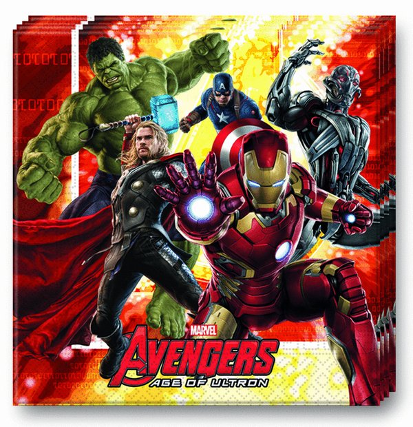 Avengers 2 Age of Ultron Servietten 33x33cm, 20er-Pack