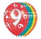 9 Jahr Ballone, 5er-Pack Rundumdruck