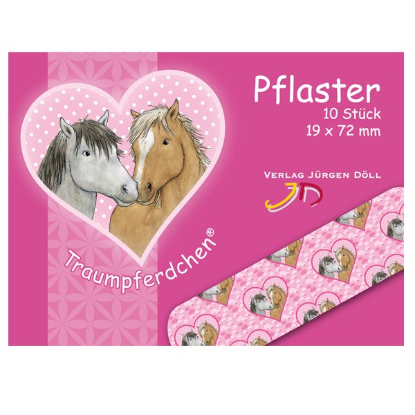 Pferd rosa Herz Pflaster, 10er-Pack