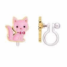 Clip Ohrringe mit rosa Kätzchen